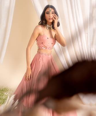 Dusty Pink Crepe Lehenga 4