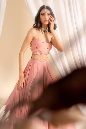 Dusty Pink Crepe Lehenga