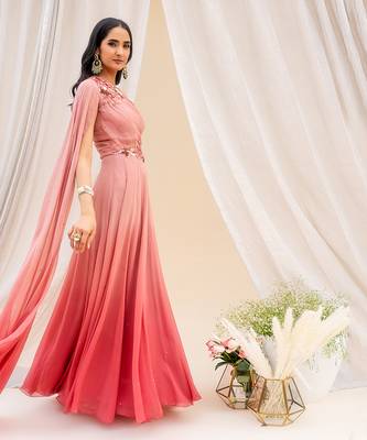 Dusty Pink Ombre Georgette Gown 2