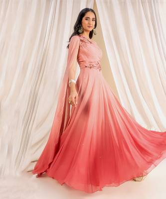 Dusty Pink Ombre Georgette Gown 3