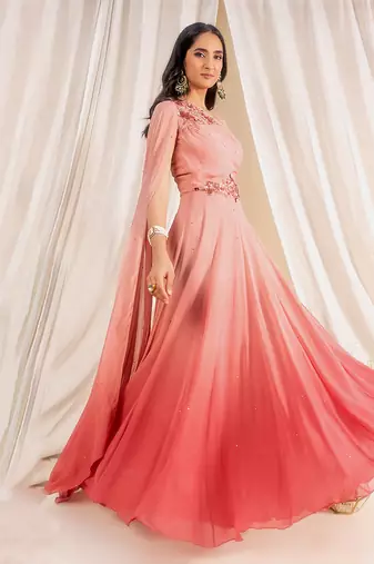 Dusty Pink Ombre Georgette Gown