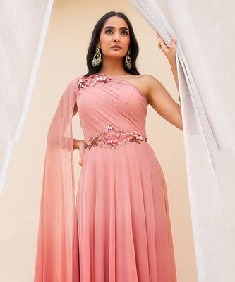 Dusty Pink Ombre Georgette Gown 4