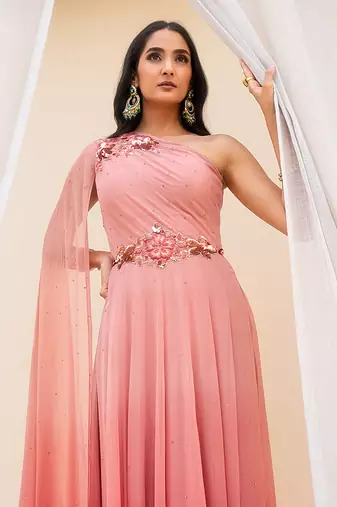 Dusty Pink Ombre Georgette Gown