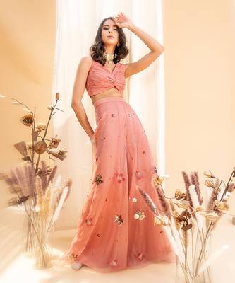 Dusty Pink Organza Pant Set 1