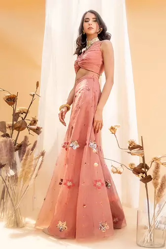 Dusty Pink Organza Pant Set