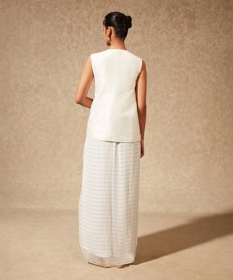 White Amayra Jacket With Drape Skirt 3