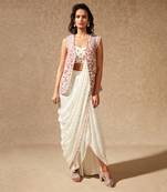 Ivory Emaya Blazer Jacket And Saree