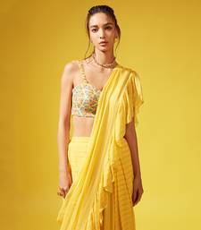 Yellow Etsu Pre-Stitched Saree