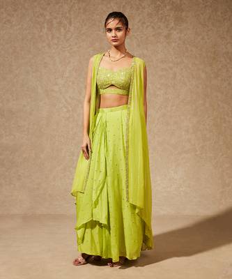 Green Gul Drape Skirt And Jacket 1