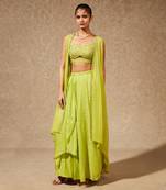 Green Gul Drape Skirt And Jacket