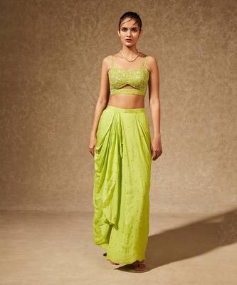 Green Gul Drape Skirt And Jacket 2