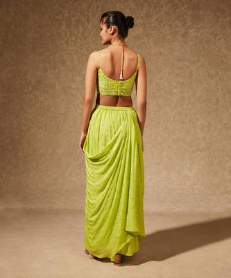 Green Gul Drape Skirt And Jacket 3