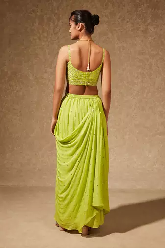 Green Gul Drape Skirt And Jacket