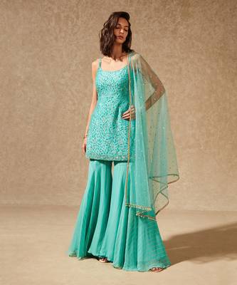 Blue Gul Silk Kurta 1