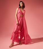 Pink June Jacket And Dhoti Set