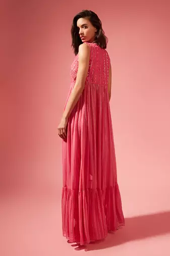 Pink June Jacket And Dhoti Set