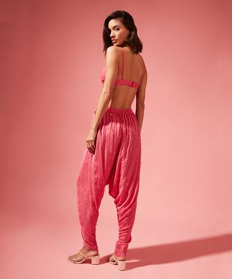 Pink June Jacket And Dhoti Set 3