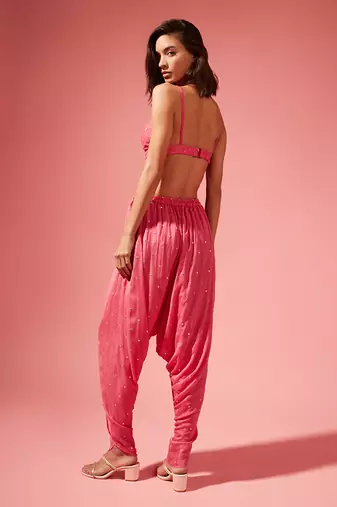 Pink June Jacket And Dhoti Set