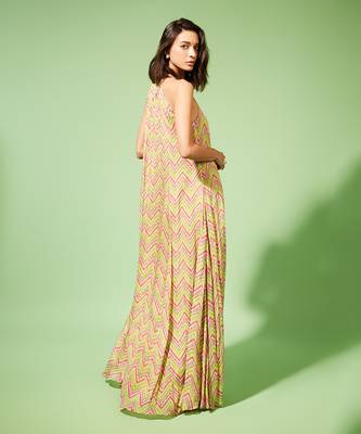 Light Olive Luca Halter Dress 2