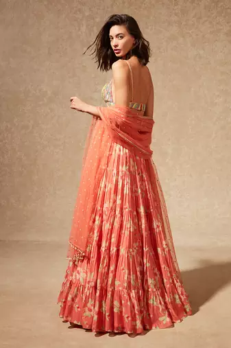 Coral Pink Meraki Skirt Set