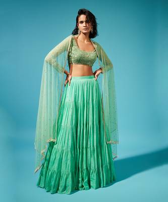 Green Mirai Tiered Skirt 1