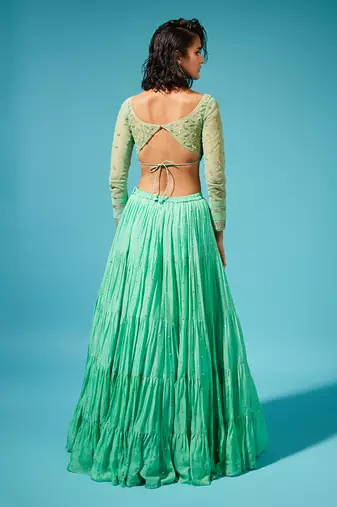 Green Mirai Tiered Skirt