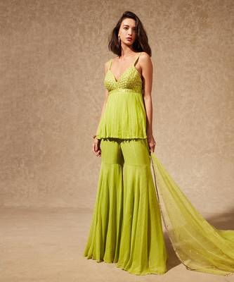 Green Sachi Peplum Top And Pants 1