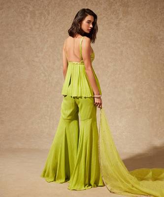 Green Sachi Peplum Top And Pants 2