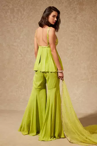 Green Sachi Peplum Top And Pants