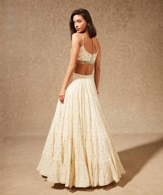 White Sayuri Thread Work Blouse And Skirt 2