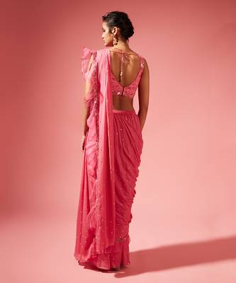 Pink Tori Pre-Stitched Saree 2