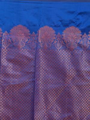 HOUSE OF BEGUM Women's Blue Kubera Pattu Silk Saree With Blouse Piece 5