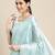 HOUSE OF BEGUM Women's Sky Blue Kubera Pattu Silk Saree With Blouse Piece