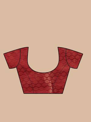 HOUSE OF BEGUM Women's Maroon Kubera Pattu Silk Saree With Blouse Piece 4
