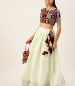 white colour pure cotton lehenga with Lucknowi Embroidery Work Unstitched blouse