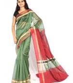Supernet cotton zari contrast saree