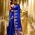 HOUSE OF BEGUMs Women's Handloom Blue Thanjavur Silk Saree with blouse piece