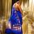 HOUSE OF BEGUMs Women's Handloom Blue Thanjavur Silk Saree with blouse piece
