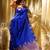 HOUSE OF BEGUMs Women's Handloom Blue Thanjavur Silk Saree with blouse piece