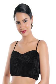 Satin Crush Padded Sweatheart Neck Blouse
