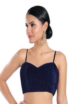 Satin Crush Padded Sweatheart Neck Blouse