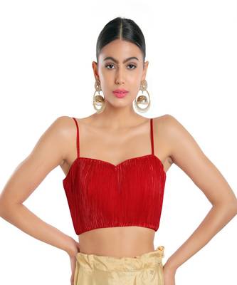 Satin Crush Padded Sweatheart Neck Blouse 1