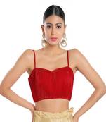 Satin Crush Padded Sweatheart Neck Blouse