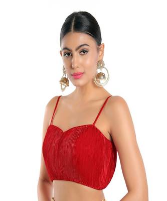 Satin Crush Padded Sweatheart Neck Blouse 3