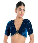 Velvet Padded V-Neck Blouse