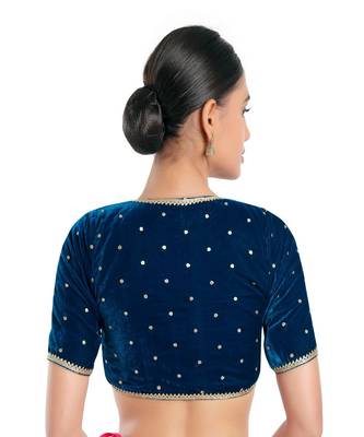 Velvet Padded V-Neck Blouse 2