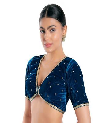 Velvet Padded V-Neck Blouse 3