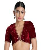 Muhenera Velvet Padded V-Neck Blouse