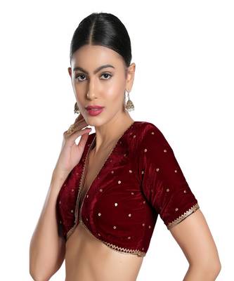 Muhenera Velvet Padded V-Neck Blouse 3