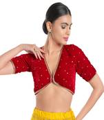 Velvet Padded V-Neck Blouse